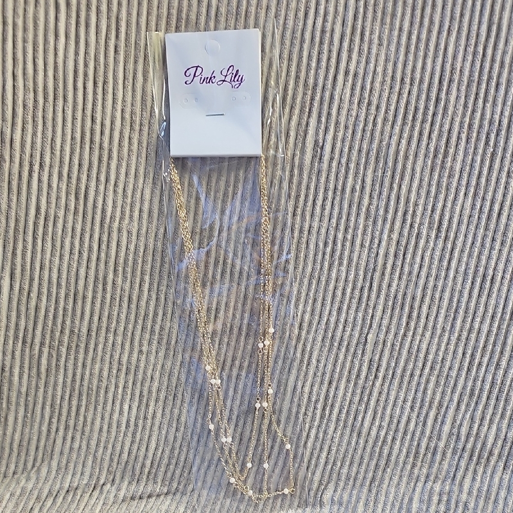 Pink Lily Layered Gold Necklace